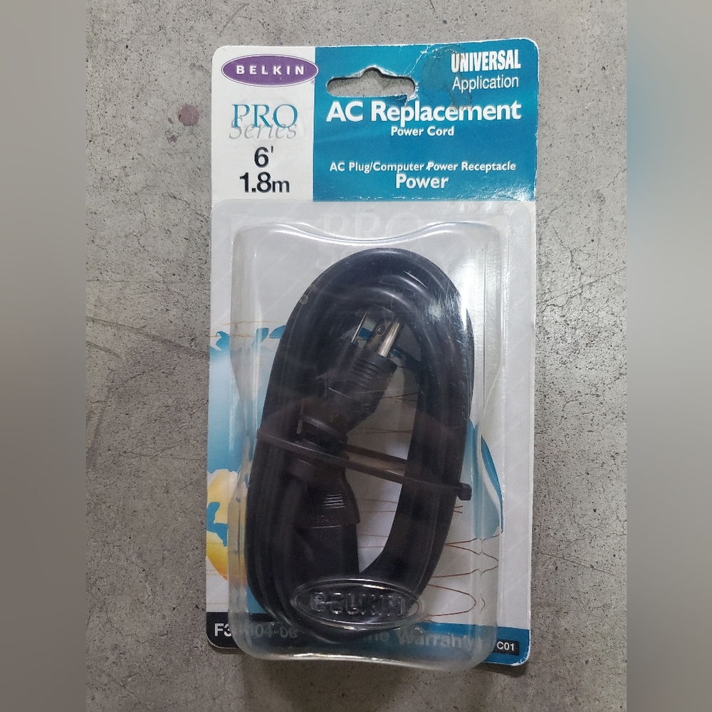 Belkin PRO Series AC replacement Power Cord 6' 1.8m F3A104-06